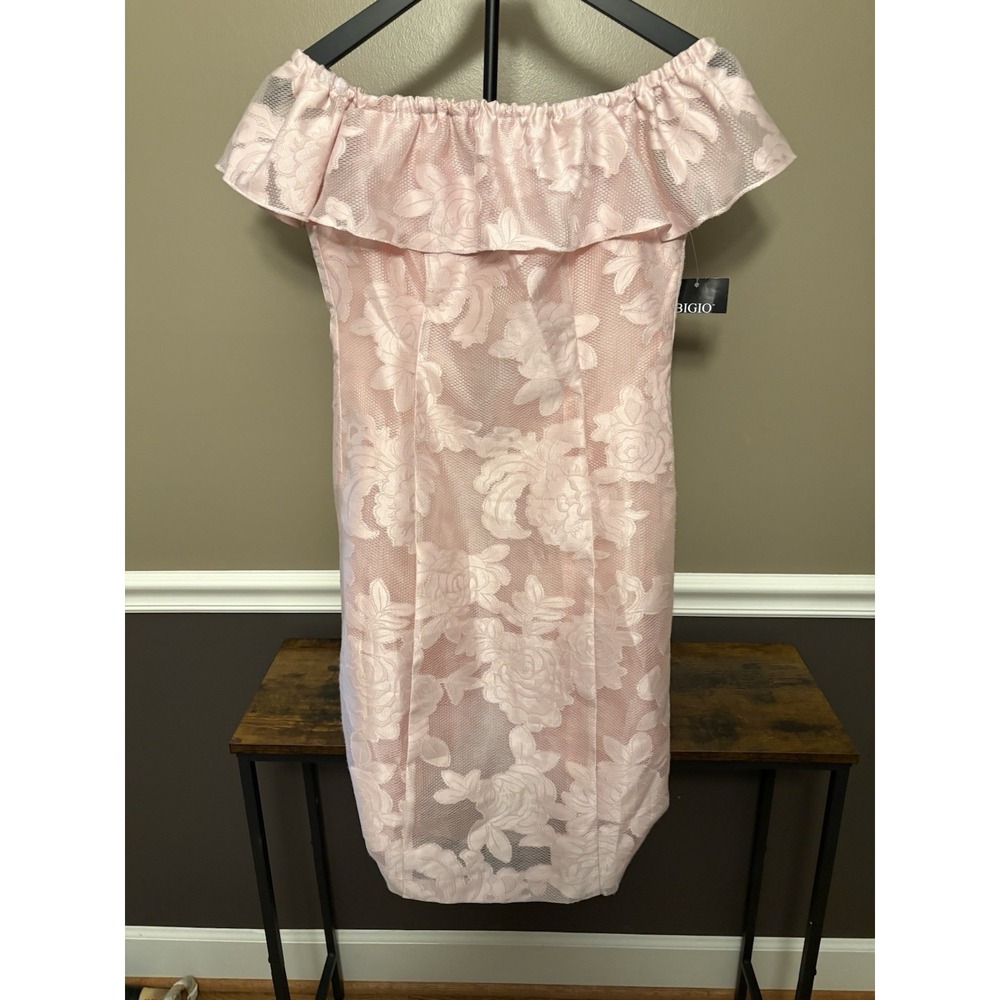 Bigio Collection Blush Pink Floral Dress Women's Size 2 Off Shoulder